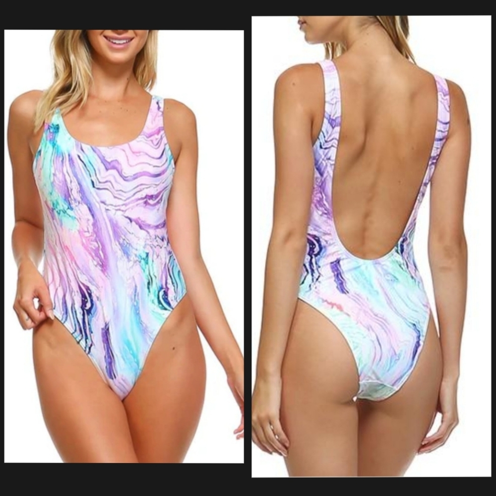 Envya lzzy Magic Marble High-Leg Swimsuit